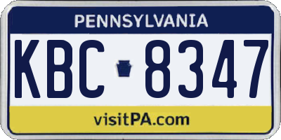 PA license plate KBC8347