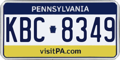 PA license plate KBC8349