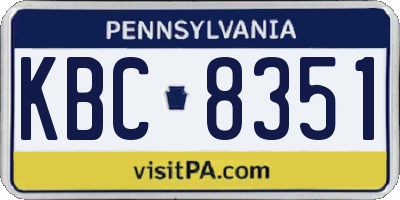 PA license plate KBC8351