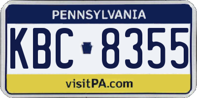 PA license plate KBC8355