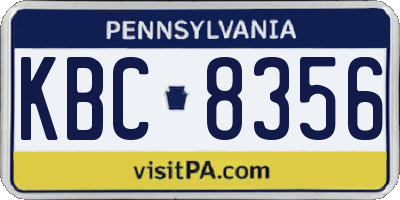 PA license plate KBC8356