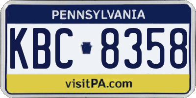 PA license plate KBC8358