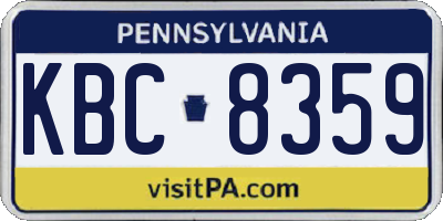 PA license plate KBC8359