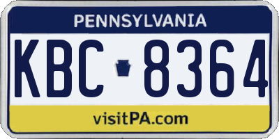 PA license plate KBC8364