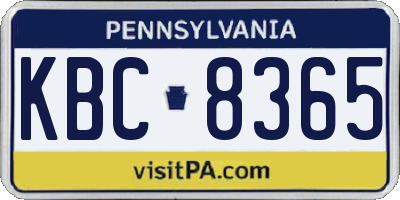PA license plate KBC8365