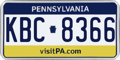 PA license plate KBC8366