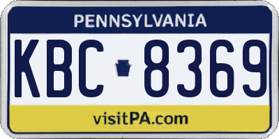 PA license plate KBC8369