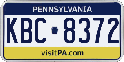 PA license plate KBC8372