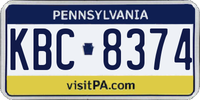 PA license plate KBC8374