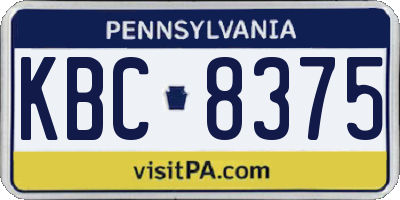 PA license plate KBC8375