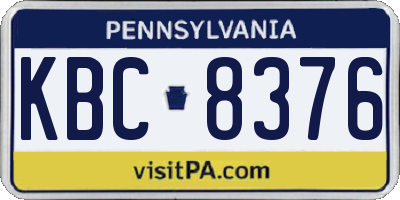 PA license plate KBC8376