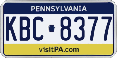 PA license plate KBC8377
