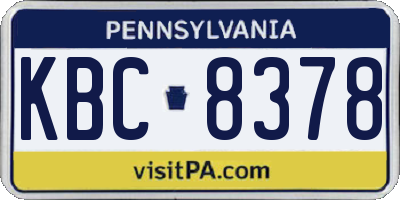 PA license plate KBC8378