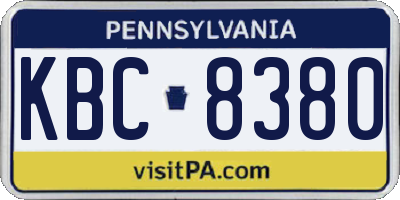 PA license plate KBC8380