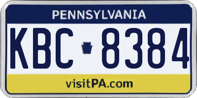 PA license plate KBC8384