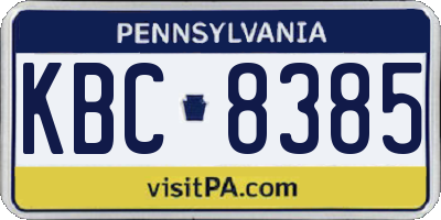 PA license plate KBC8385