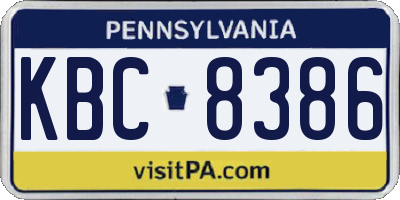 PA license plate KBC8386