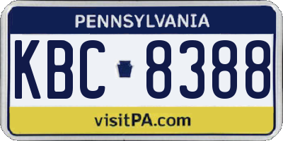 PA license plate KBC8388