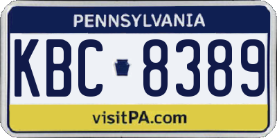 PA license plate KBC8389