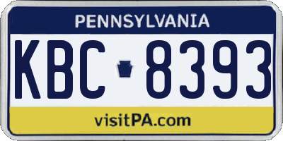 PA license plate KBC8393