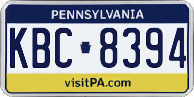 PA license plate KBC8394