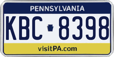 PA license plate KBC8398