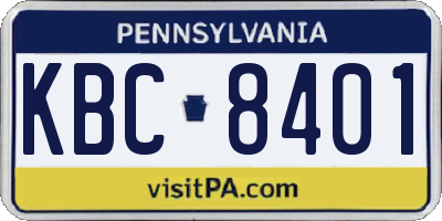 PA license plate KBC8401