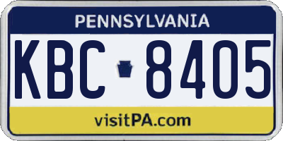 PA license plate KBC8405