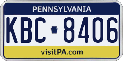 PA license plate KBC8406