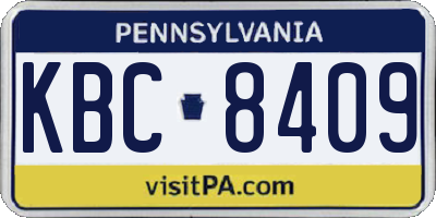 PA license plate KBC8409