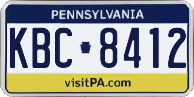 PA license plate KBC8412