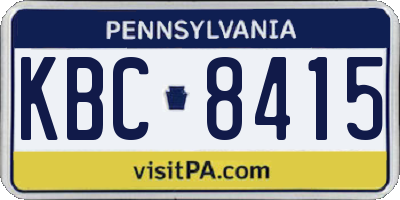 PA license plate KBC8415