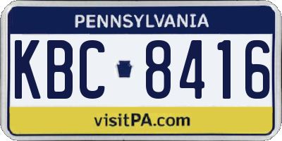 PA license plate KBC8416