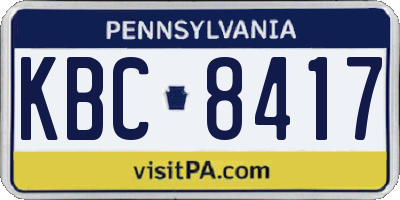 PA license plate KBC8417