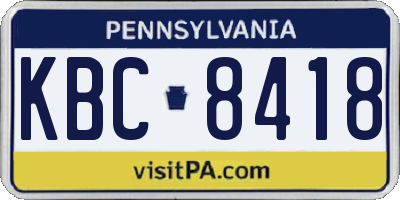 PA license plate KBC8418