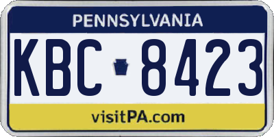 PA license plate KBC8423