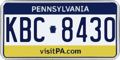 PA license plate KBC8430