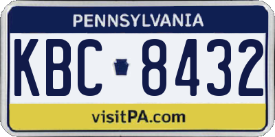 PA license plate KBC8432
