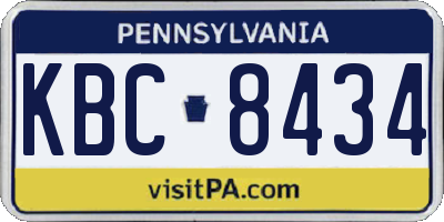 PA license plate KBC8434