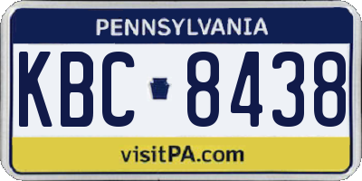 PA license plate KBC8438
