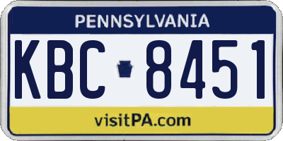 PA license plate KBC8451