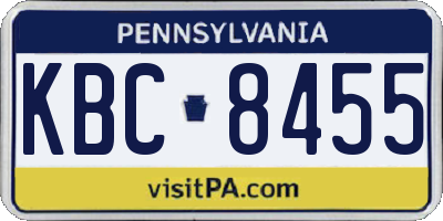 PA license plate KBC8455
