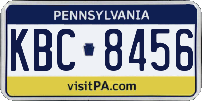 PA license plate KBC8456
