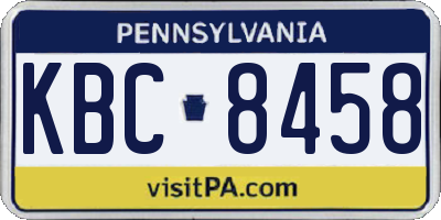PA license plate KBC8458