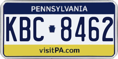 PA license plate KBC8462