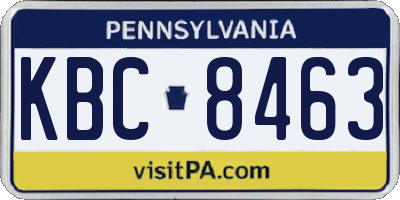 PA license plate KBC8463
