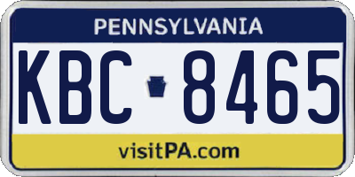 PA license plate KBC8465