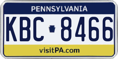PA license plate KBC8466