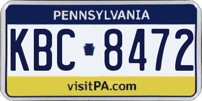 PA license plate KBC8472