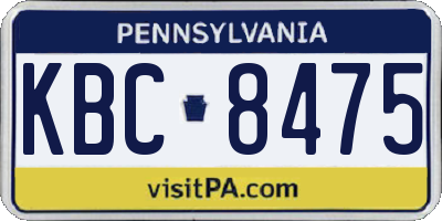 PA license plate KBC8475